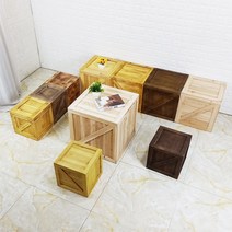 나무 우드박스 사과 원목 공간박스 큐브 원목미니수납장, 50x50x50cm, 레트로컬러 오픈커버