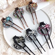 바이진주리본 하트꽃 집게 비녀