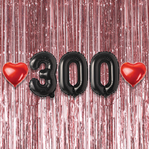 300일 이벤트 포토존 세트 아기 기념일 커플 축하 기념 숫자 풍선 하트, 04.커튼-(로즈골드)-300(소)-블랙