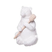 레드 코 매력적인 도자기 곰 꿀 포트와 대나무 꿀 도퍼 흰색 7인치