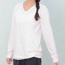 원피스형롱티셔츠 반폴라티 커플후드티 여자티셔츠 베이직 여자 브이넥 긴팔 데일리 캐주얼 룩 (다올샵)_789EA