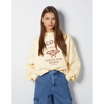 Bershka Embroidered high neck sweatshirt Beige 버쉬카 자수 하이넥 스웨트셔츠 베이지