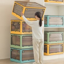 솔로스 대형(56L)/특대형(84L) 5방향 투명 오픈형 리빙 폴딩박스 캠핑 정리 수납 고양이집, 그린, 특대형