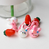 귀여운 당근 토끼 미니 작은 머리 방울 머리끈 1쌍