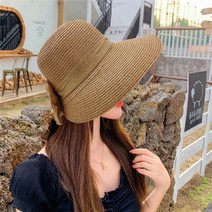 여자모자 밀짚 여름 비치 빅리본 긴챙 예쁜 버킷햇 여행 여성 햇빛차단 쓰는법