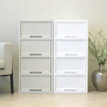 베이직 라탄 플라스틱서랍장 2단, 베이직서랍장 2단(뚜껑포함), 화이트