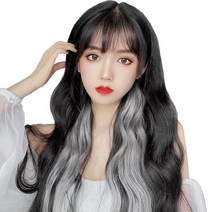 하이유니 브릿지 트윙클 여자 부분 셀프 패션 헤어 피스 붙임 머리 가발, 기본 (너비:3.5cm/기장:55cm), 27.블랙-베이비핑크