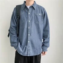DFMEI 남성 캐주얼 셔츠 데님 셔츠 남자 긴 소매 한국식 유행 잘 생긴 캐주얼 셔츠 여름 Bf 모든 경기 유행 캐주얼 코트