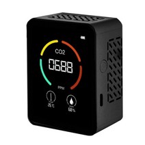 휴대용 이산화탄소 검출기 TVOC 검출기 대기질 3in1 CO2 온도 습도 측정기 LCD 디스플레이 포함, 1pc black