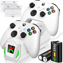 엑박패드4세대 XOBX 호환 2X2550mAh 배터리가 장착 된 Xbox One xS 용 컨트롤러 충전기 시리즈 XXbox S 게임 패드 고속 충전 도킹 스테이션, 한개옵션1, 01 WHITE
