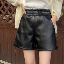 바잉몰 여성 [기장선택빅사이즈~2XL] 뛰어들어 기모 밴딩 레더 반바지