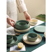 북유럽 식기 그릇 세트 미니혼수 신혼그릇 홈세트, 짙은 녹색 28개들이 8인용 세트