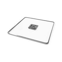 아웃랜드 리빙 강화 유리 사각 화로 삽입 뚜껑 13.8 x 13.8 x 0.35인치 - 화로 테이블 내부 보관용 브래킷 세트 스테인레스 스틸 가장자리 트림 - Yaletown 모