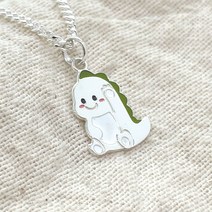 실버 헬로우 티라노 공룡 아기 미아방지목걸이, 헬로티라노 목걸이