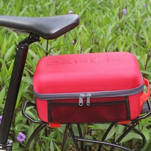 자전거 뒷좌석 짐가방 짐받이 미니 트렁크 부착식 휴대용 자전거 방수 가방, 하드케이스 레드+레인커버