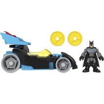DC 슈퍼 프렌즈 Fisher-Price Imaginext Bat-Tech Racing 배트모빌 3~8세 취학 전 아동을 위한 조명과 배트맨 피규어가 있는 푸쉬-어롱 차량