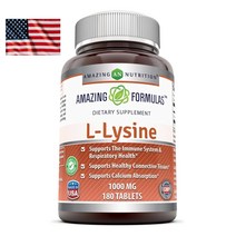 Amazing Formulas L-Lysine 1000MG 아미노산 비타민 180캡슐 어메이징 포뮬러스 L리신 리아신 직구