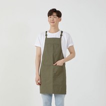 자수 가능 다크카키 페더 에이프런, 블랙(A-1002-1)