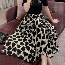 엘레스 여성치마 치마 자수 밴딩 플레어 레이스 롱 스커트
