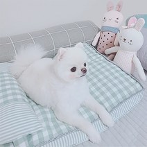 로마팸 강아지 매트 고양이 쿠션 방석 체크 침대, 체크매트 베이지