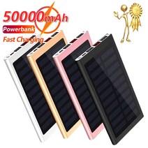태양광 보조배터리 50000mAh 태양 보조베터리 디지털 디스플레이 얇은 대용량 휴대용 빠른 충전기 외부 배터리 Xiaomi mi Huawei, [01] 30001 mAh-50000 mAh, [01] black