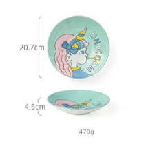 LOVFIR 캐릭터 걸 도자기 식기 도자기 그릇 밥그릇 국그릇 접시 면기, 1개, 8인치 디스크