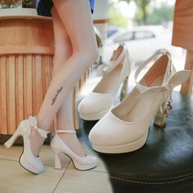 뉴타임즈2 소녀 굽 가보시 라운드 머리 일자대 공주화 백댄서 단화+양말 증정