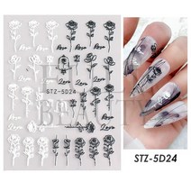 1 pc 디자인 손톱 장식 네일 접착제 손톱 장식 슬라이더 접착제 네일 데칼 SASW5D, STZ5D24