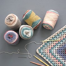 슬로우모먼츠 파스텔 코튼-뜨개실 그라데이션실 면실, 우유