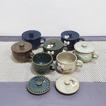 미각도예 전통찻잔 세트 7종류[쌍화차 한방차 뚜껑찻잔 도자기찻잔세트], 1set, 분청흰꽃