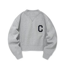 커버낫 맨투맨 스웨트셔츠 우먼 크롭 C 로고 모크넥 맨투맨 멜란지 그레이