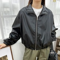 쓰리타임 / 가죽 레더 레자 노카라 긴팔 자켓