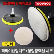 5인치 찍찍이 샌딩패드 양털광택천 아답타포함 세트, 단품, 단품