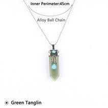 여성 남성 천연 석재 타이거 펜던트 목걸이 터키석 오팔 그린 탱글린 육각형 총알 왁스 칠 요가 힐링 레이크 쥬얼리 여성용 남성용 천연석