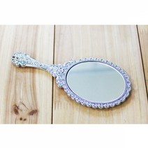 미미거울 손거울 소형 7.8 x 18 cm 예쁘고 가벼운 여배우 손거울 휴대용 공주 거울 원형 핸드, 1개