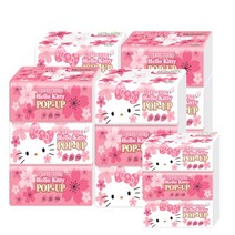 헬로키티 팝업티슈 벚꽃에디션 110매x3팩x4개 총12개+110매x3개 한팩더