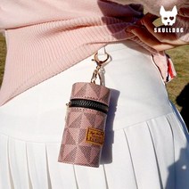 스컬독 골프 가죽 2구 볼주머니 골프공 주머니 파우치 케이스 여성골프 가방, FREE, 엘핀 볼주머니 핑크