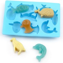 바다 친구들 8구 실리콘 몰드 (오징어 펭귄 물고기 고래 등) 여름 비누 레진 석고방향제 캔들 만들기