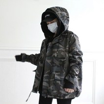 남녀공용 카모 밀리터리 후드 야상 점퍼