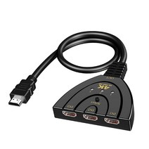 3x1 HDMI 호환 선택기 스위치 지원 4K HD 3D 스위처는 고속 HDMI 호환 케이블 블랙과 함께 제공됩니다.