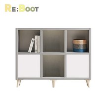 리부트 미니 책장 거실장 1200_2단 수납, 그레이