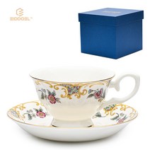 커피컵 티코스터 세트 보운세라믹컵 선물세트 1세트(1컵 1티코스터), 1세트, 유럽풍격