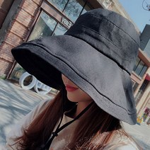 코욜하우키 여성 버킷햇 얼굴 햇빛가리개 모자 여자 벙거지모자 챙넓은 챙모자, 01)베이직 블랙
