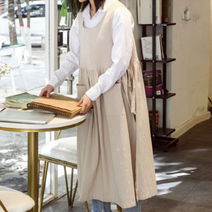 옆트임 예쁜원피스앞치마 장금이 린넨 카페바레스타 어린이집 윤스테이여름 제인파커 보육교사 빅사이즈, 샌드 베이지, 1개