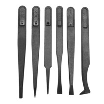 저렴한 6PCS Precision Tweezer Set Plastic Anti Static Tool Kit Size 1/2/3/5/6/8 each one(Black), 01 black