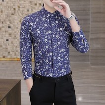 와이셔츠 남자 남방 화려한 꽃무늬 빅사이즈 남성 최우식 셔츠 소라색 깡패 하늘색 Y 그해우리는 흰색 목회자 하와이안 긴팔 명품