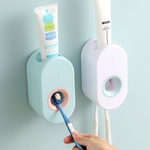 원터치 치약 디스펜서 2종 세트, 1세트, 스카이블루