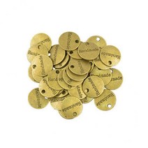 GHSHOP 2-4pack 50pcs 골동품 청동 골드 라운드 수제 태그 라벨 매력 DIY 쥬얼리