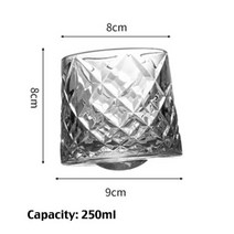 싱글몰트위스키잔 양주 싱글몰트 잔 온더락 글라스 구식 바위 텀블러 칵테일 스카치용 유리 제품 버번 진 볼드카 브랜디, 그리드 250ml