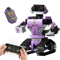 코딩컴퓨터 로봇코딩 레고 무선조종 장난감 용 GJCOS STEM 로봇 키트 318PCs 원격 및 앱 제어 조립 프로그래밍 가능한 프로젝트 선물(보라색(318개)), Purple (318pcs)
